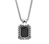 HJLJKG S999 Pure Black Gemstone Pendant Necklace, Men's Pendant Necklace,Birthday Gift/Valentine's Day Gift Statement