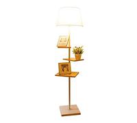 HJLJKG Standing Lamp Standard Lamp Iron with 3 Wood Shelves Living Room Bedroom Bedside Lamp Floor Light Study Creative Standing Lamp s for Living Room