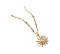 HJLJKG Sun Necklace For Women, 925 Sterling Silver Heart Shape Pendant Totem Flower Pendant, Gold, And Moon Necklace, Sunburst