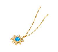 HJLJKG Sun Necklace For Women, 925 Sterling Silver Heart Shape Pendant Totem Flower Pendant, Gold, And Moon Necklace, Sunburst