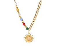 HJLJKG Sun Necklace For Women, 925 Sterling Silver Heart Shape Pendant Totem Flower Pendant, Gold, And Moon Necklace, Sunburst