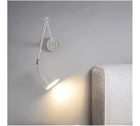 HJLJKG Swing Arm Wall, Angle Adjustable Wall Lamp Industrial Metal Wall Light for Living Room Bedroom Bedside Reading Hotel Guest Room Farmhouse, 3 Colors (Color : Black) (Color : White)