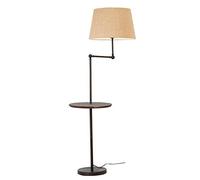 HJLJKG Table Lamp Coffee Table Floor Lamp with Adjustable Joint Lamp Heads with Button Linen Shade White Oak Panel Standing Lamp 1.6 M for Living Room Bedroom Office Bedside Reading