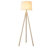 HJLJKG Tripod Floor Lamp,Solid Wood Vertical Tripod Standing Lamp Vertical Lamp Fabric Lampshade Living Room Bedroom Decoration