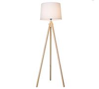 HJLJKG Tripod Floor Lamp,Solid Wood Vertical Tripod Standing Lamp Vertical Lamp Fabric Lampshade Living Room Bedroom Decoration