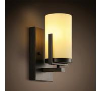 HJLJKG Vanity Lights with White Glass Shade, 9.6in Matte Black Indoor Farmhouse Bathroom Bedroom Hallway Wall Lamps, 1-Light