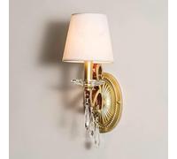 HJLJKG Wall Light - and White Fabric Lampshade Bedroom Bedside Lamp Wall Sconces, American Crystal Pendant Decor Single-Head Wall Candle,Pendant Light