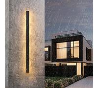 HJLJKG Wall Light Fixtures Indoor Outdoor Long Wall Lamp Black Strip Wall Waterproof IP65 Linear Porch Lighting Fixture, Minimalist Exterior Wall Mounted Lamp, Garden Porch Outside Wall Sconces, 80cm