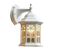 HJLJKG Wall Light Fixtures Outdoor Light Fixture Wall Mount E27 Base Exterior Wall Lighting Waterproof Front Porch Lights with Glass Shade Outside Lights for House Patio Garage Doorway (White) Wall