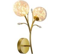 HJLJKG Wall Sconces Creative Glass Shade Wall Light, A Unique Double Head Wall, Elegant LED Wall Lamp, Interior Decorative Lighting Fixture (Gold White Light)