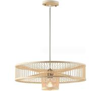 HJLJKG Weaving Fixtures Southeast Asian Hanging Lamps with Holder Open Weave Cane Rib Bell Pendant Lights,Wall Lamp