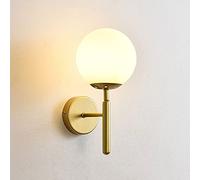 HJLJKG White Glass Shades Lamp Bedroom Bedside Metal Lights, Wall Lighting Fitting Kits Indoor Sconces for Living Room Study Hallway, E27 Headboard Light (Color : Gold)