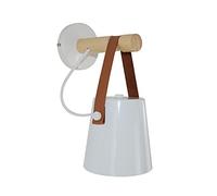 HJLJKG Wood Lamp Iron Art Shade Nordic Mounted Lamps for Living Room Farmhouse Study Balcony Indoor Wall Wash Light E27 Bedside Lighting Fixture (Color : White)