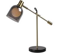 HJLJKG Wrought Iron Study Desk LampWrought Iron Study Desk Desk Lamp Smoky Gray Glass Lampshade Reading Light Adjustable Angle Bedroom Bedside Illumination,Wall Lamp