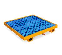 HJLKDYM Plataforma Metálica Antiderrames para Garaje De Almacén, Palets Antideslizantes Grandes con Salida De Drenaje, Bandeja De Contención(Yellow-65x65x20cm)