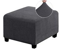 HJLRR Cubierta otomana cuadrada, característica, fundas protectoras de tela jacquard gruesa y suave, extraíbles protectores de muebles antideslizantes para almacenamiento, gris oscuro, M