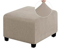 HJLRR Funda otomana Cuadrada, con Tela Jacquard elástica Gruesa y Suave, Fundas Protectoras extraíbles Antideslizantes para Muebles, taburetes de Almacenamiento,(Caqui),M