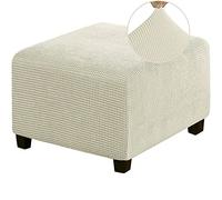 HJLRR Funda otomana Cuadrada, con Tela Jacquard elástica Gruesa y Suave, Fundas Protectoras extraíbles Antideslizantes para Muebles, taburetes de Almacenamiento, (Beige),M