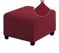 HJLRR Funda otomana cuadrada, con tela jacquard elástica gruesa y suave, fundas protectoras extraíbles antideslizantes para muebles, taburetes de almacenamiento, rojo, M