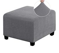 HJLRR Funda otomana Cuadrada, Cuenta con Fundas Protectoras elásticas de Tela Jacquard Gruesa y Suave, Protectores extraíbles Antideslizantes para Muebles, taburetes de Almacenamiento,(Gris),M