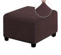 HJLRR Funda otomana cuadrada, cuenta con fundas protectoras elásticas de tela jacquard gruesa y suave, protectores extraíbles antideslizantes para muebles, taburetes de almacenamiento, café profundo,