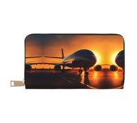 HJLUUFT Airplane at sunset - Elegante cartera para mujer, delgada y tarjetero, piel sintética y cremallera de metal segura, Blanco, Talla única, Classic