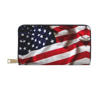 HJLUUFT American Flag1 - Cartera elegante para mujer, delgada y minimalista, piel sintética, cremallera de metal, Blanco, Talla única, Classic