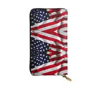 HJLUUFT American Flag1 - Práctica cartera para mujer, delgada y minimalista, con piel sintética y cremallera de metal, Negro -, Talla única, Classic