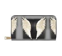 HJLUUFT Angel Feathers - Cartera elegante para mujer, delgada y minimalista, piel sintética, cremallera de metal, Blanco, Talla única, Classic