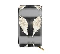 HJLUUFT Angel Feathers - Cartera funcional para mujer, elegante y delgada, tarjetero con piel sintética y cremallera de metal, Negro -, Talla única, Classic