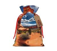 HJLUUFT Arches National Park - Bolsa de arpillera con estampado estándar, bolsa de regalo de Navidad con cordones y etiqueta de regalo, regalos de boda y fiesta de Navidad
