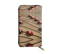 HJLUUFT Art Ladybug Tracks - Cartera para mujer, elegante cartera para mujer, piel sintética, cremallera de metal, delgada y compacta, cartera de mano para mujer, Negro -, Talla única, Classic