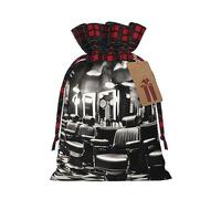 HJLUUFT Barber Shop - Bolsas de Navidad con estampado monocromático para regalos de compañeros de trabajo, bolsas de regalo de arpillera con cordón
