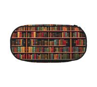 HJLUUFT Biblioteca Impresa Estuche de lápices Simple Robusto Multifuncional Estuche de lápices Oficina Papelería Organizador, Negro , talla única, Lindo