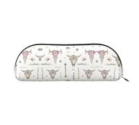 HJLUUFT Bolsa de almacenamiento semicircular blanca con diseño de calavera de toro, elegante estuche y bolsa de maquillaje ligera adecuada para la oficina, la vida y los viajes, Silver, Talla única,