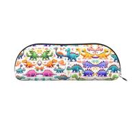 HJLUUFT Bolsa de almacenamiento semicircular con muchos dinosaurios de dibujos animados, elegante estuche y bolsa de maquillaje ligera adecuada para la oficina, la vida y los viajes