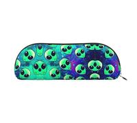 HJLUUFT Bolsa de almacenamiento semicircular de aliens verdes: elegante estuche y bolsa de maquillaje ligera adecuada para la oficina, la vida y los viajes
