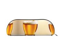 HJLUUFT Bolsa de almacenamiento semicircular de espuma de cerveza: elegante estuche para lápices y bolsa de maquillaje ligera adecuada para la oficina, la vida y los viajes, Gold, Talla única, Arte