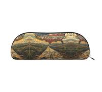 HJLUUFT Bolsa de almacenamiento semicircular de mapas antiguos de Estados Unidos: elegante estuche para lápices y bolsa de maquillaje ligera adecuada para la oficina, la vida y los viajes