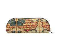 HJLUUFT Bolsa de almacenamiento semicircular de mapas vintage de los Estados Unidos: elegante estuche para lápices y bolsa de maquillaje ligera adecuada para la oficina, la vida y los viajes