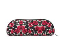 HJLUUFT Bolsa de almacenamiento semicircular Red Rose Garden: elegante estuche para lápices y bolsa de maquillaje ligera adecuada para la oficina, la vida y los viajes