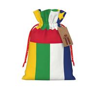 HJLUUFT Bolsa de arpillera con estampado de bandera de África Central, bolsa de regalo de Navidad con cordones y etiqueta de regalo, regalos de boda y fiesta de Navidad