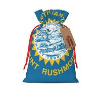HJLUUFT Bolsa de arpillera con estampado de bandera de Dakota del Sur, bolsa de regalo de Navidad con cordones y etiqueta de regalo, recuerdos de boda y fiesta de Navidad