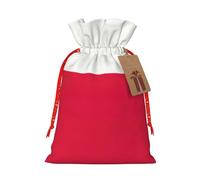 HJLUUFT Bolsa de arpillera con estampado de bandera polaca, bolsa de regalo de Navidad con cordones y etiqueta de regalo, regalos de boda y fiesta de Navidad