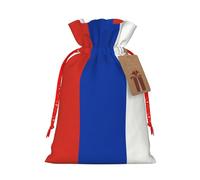 HJLUUFT Bolsa de arpillera con estampado de bandera rusa, bolsa de regalo de Navidad con cordones y etiqueta de regalo, regalos de boda y fiesta de Navidad