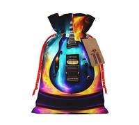 HJLUUFT Bolsa de arpillera con estampado de guitarra eléctrica mágica, bolsa de regalo de Navidad con cordones y etiqueta de regalo, recuerdos de boda y fiesta de Navidad