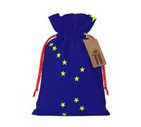 HJLUUFT Bolsa de lino de arpillera con estampado de bandera del estado de Alaska, regalos de fiesta de Navidad, bolsa de regalo para regalos, varios tamaños (S, M)