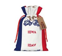 HJLUUFT Bolsa de lino de arpillera con estampado de bandera del estado de Iowa, regalos de Navidad, bolsa de regalo para regalos, varios tamaños (S, M)