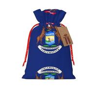 HJLUUFT Bolsa de lino de arpillera con estampado de bandera del estado de Michigan, regalos de fiesta de Navidad, bolsa de regalo para regalos, varios tamaños (S, M)