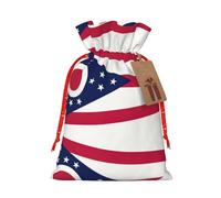 HJLUUFT Bolsa de lino de arpillera con estampado de bandera del estado de Ohio, regalos de Navidad, bolsa de regalo para regalos, varios tamaños (S, M)